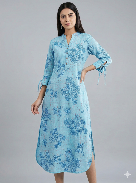 Rangriti - Light Blue And Dark Blue Print