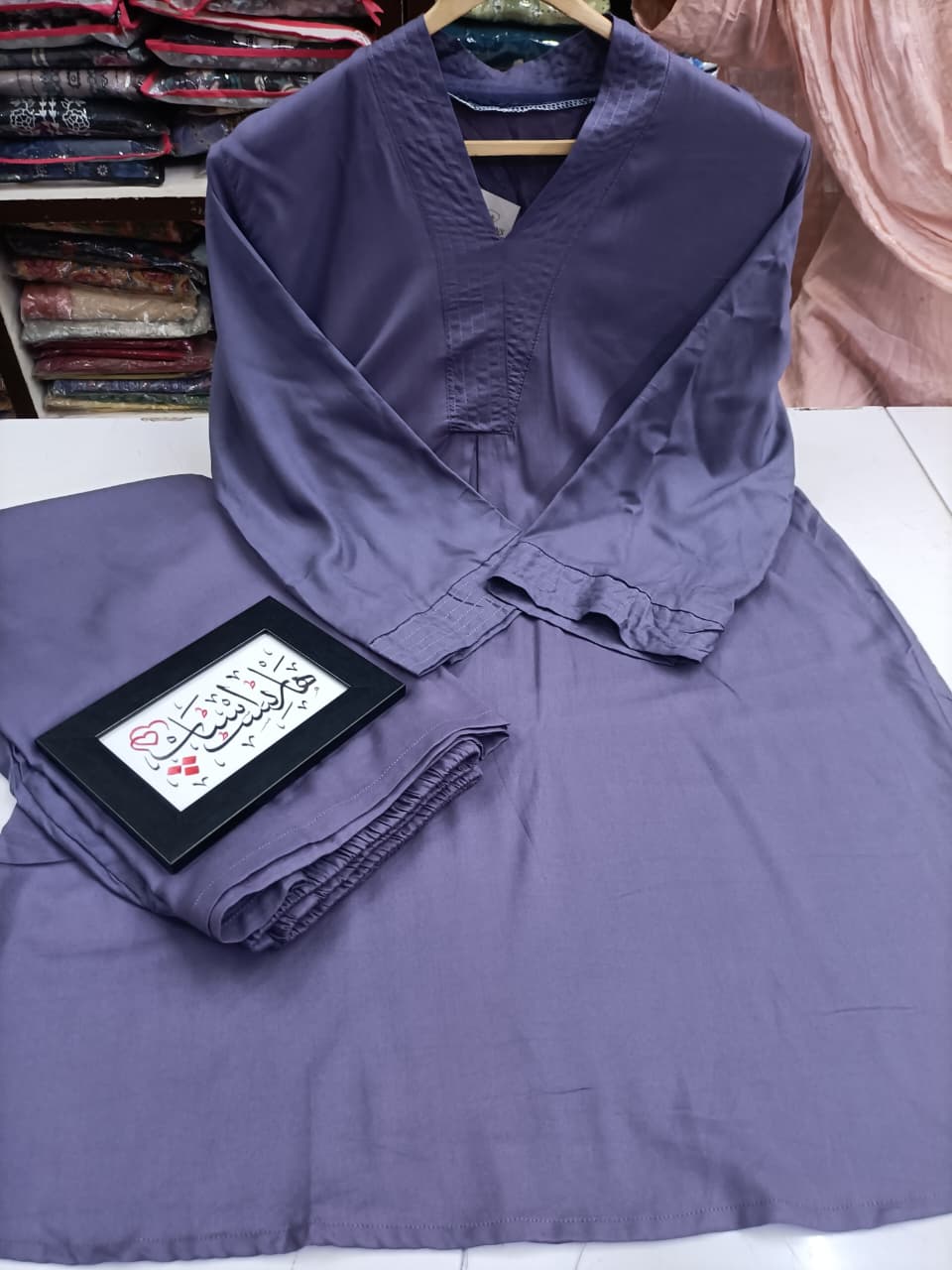 Cotton Co-ord Set - V-Neck Tunic & Wide-Leg Trousers
