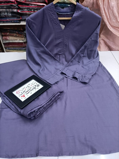 Cotton Co-ord Set - V-Neck Tunic & Wide-Leg Trousers
