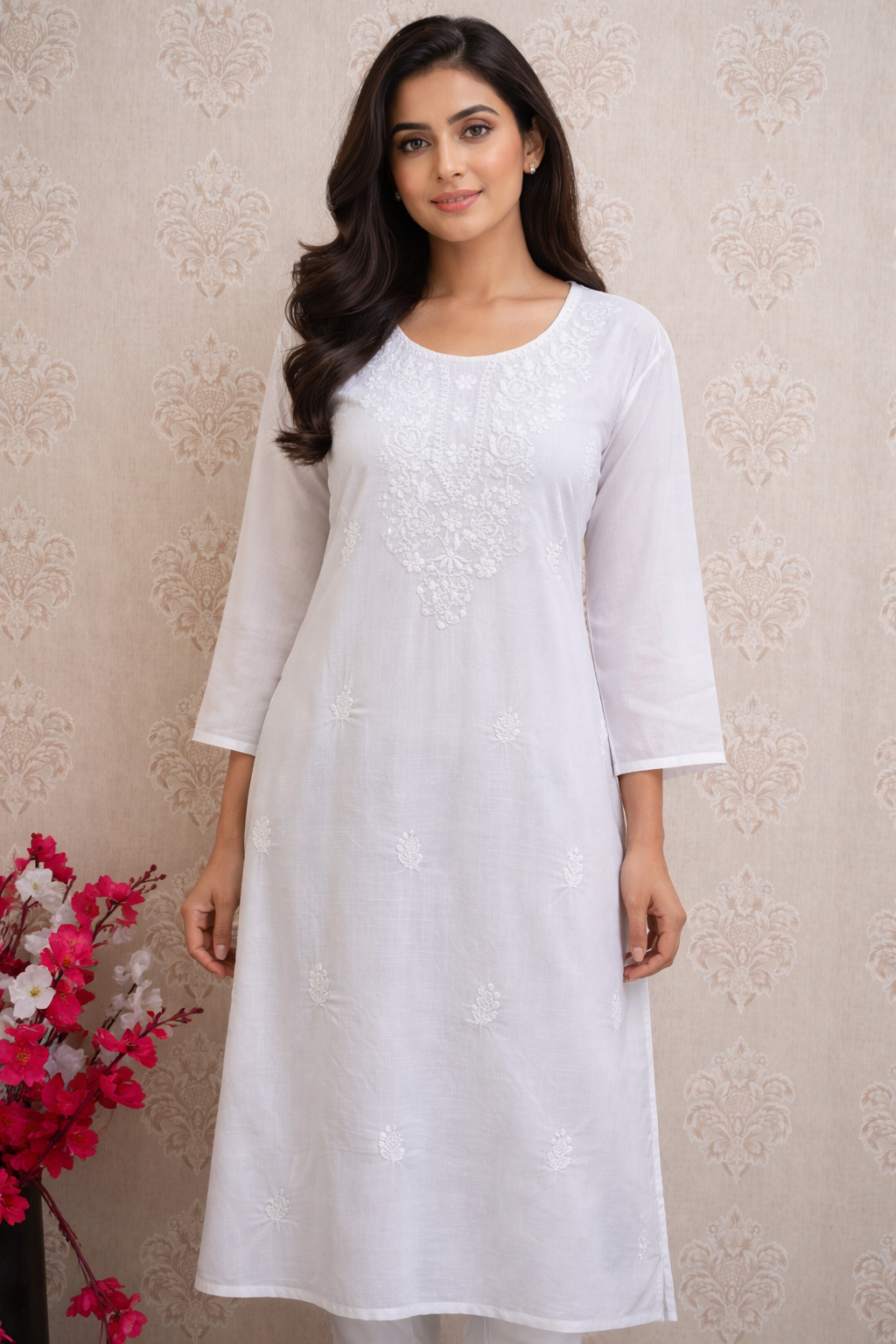 White Embroidered Chikankari Kurti