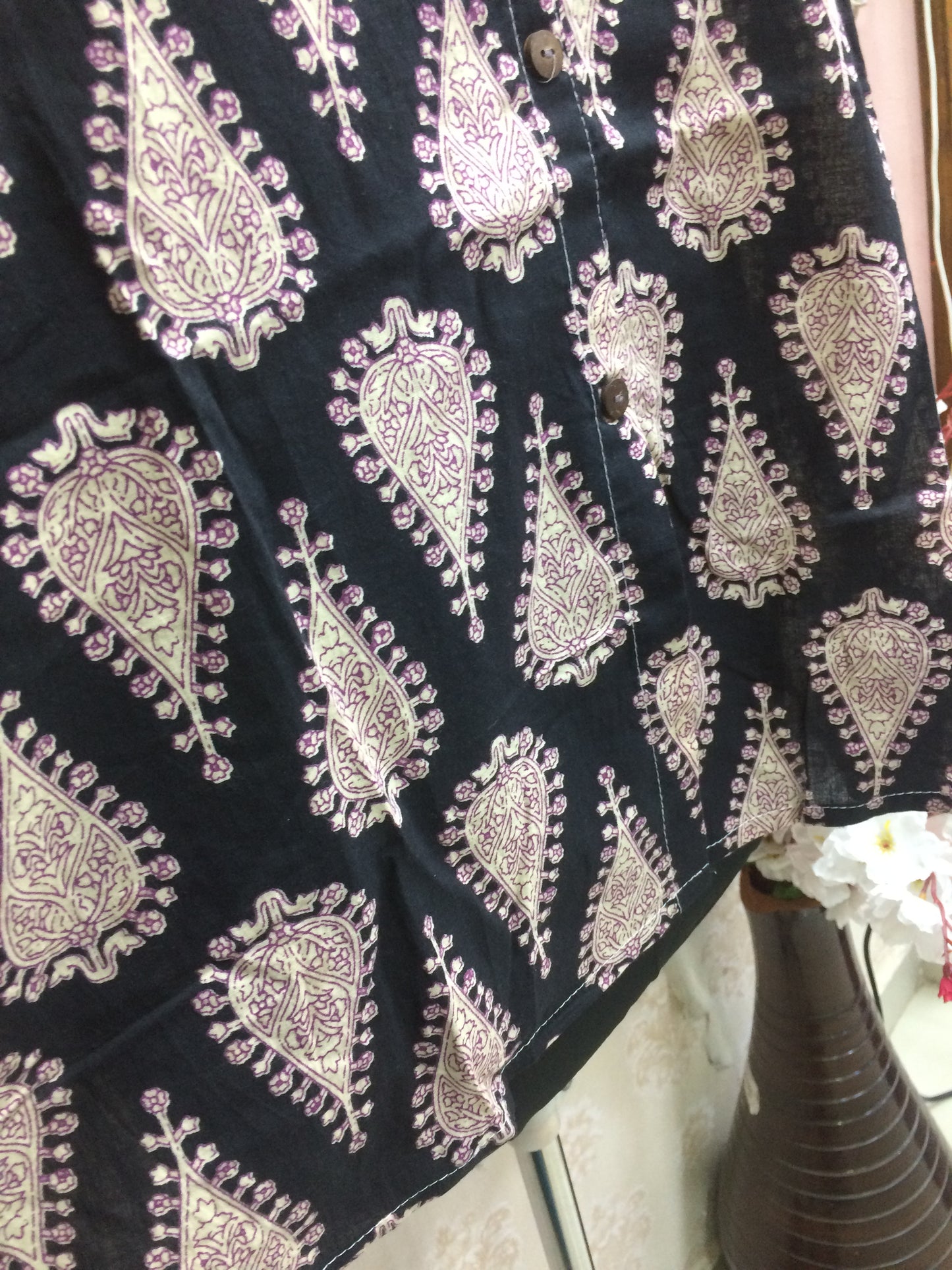 Black Paisley Print Cotton Tunic