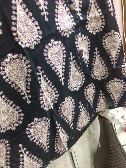 Black Paisley Print Cotton Tunic