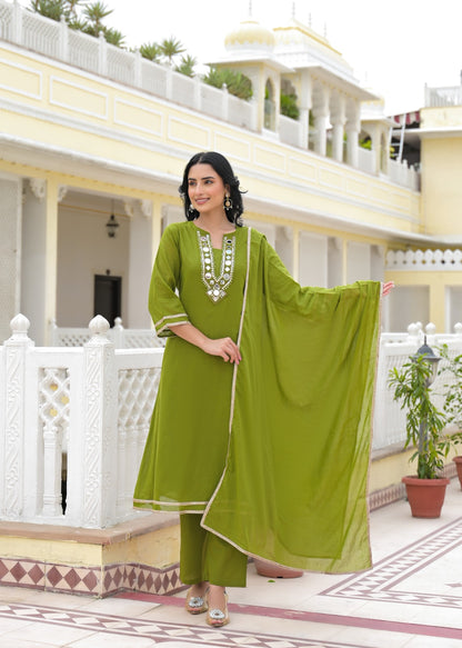 Sumaiya Olive Green Anarkali Kurta Set