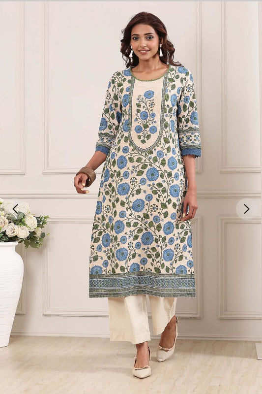 Floral Printed Cotton Kurta