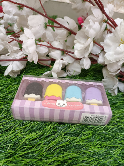 Kawaii Dessert Shop Eraser Set – 4-Piece Cute Collectible Stationery