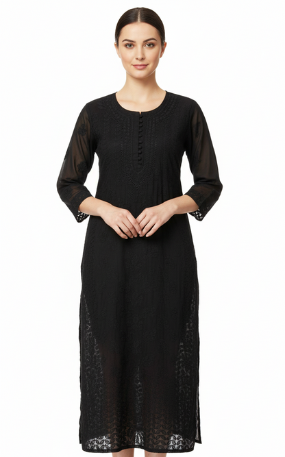 Lakhnowi - chiffon Black