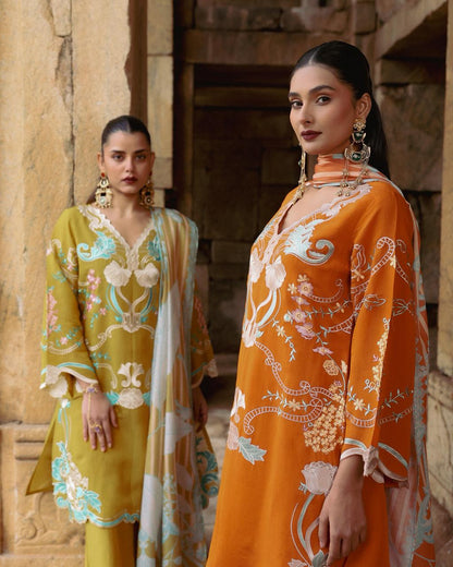 Embroidered Kurta Set with Straight Pants & Dupatta