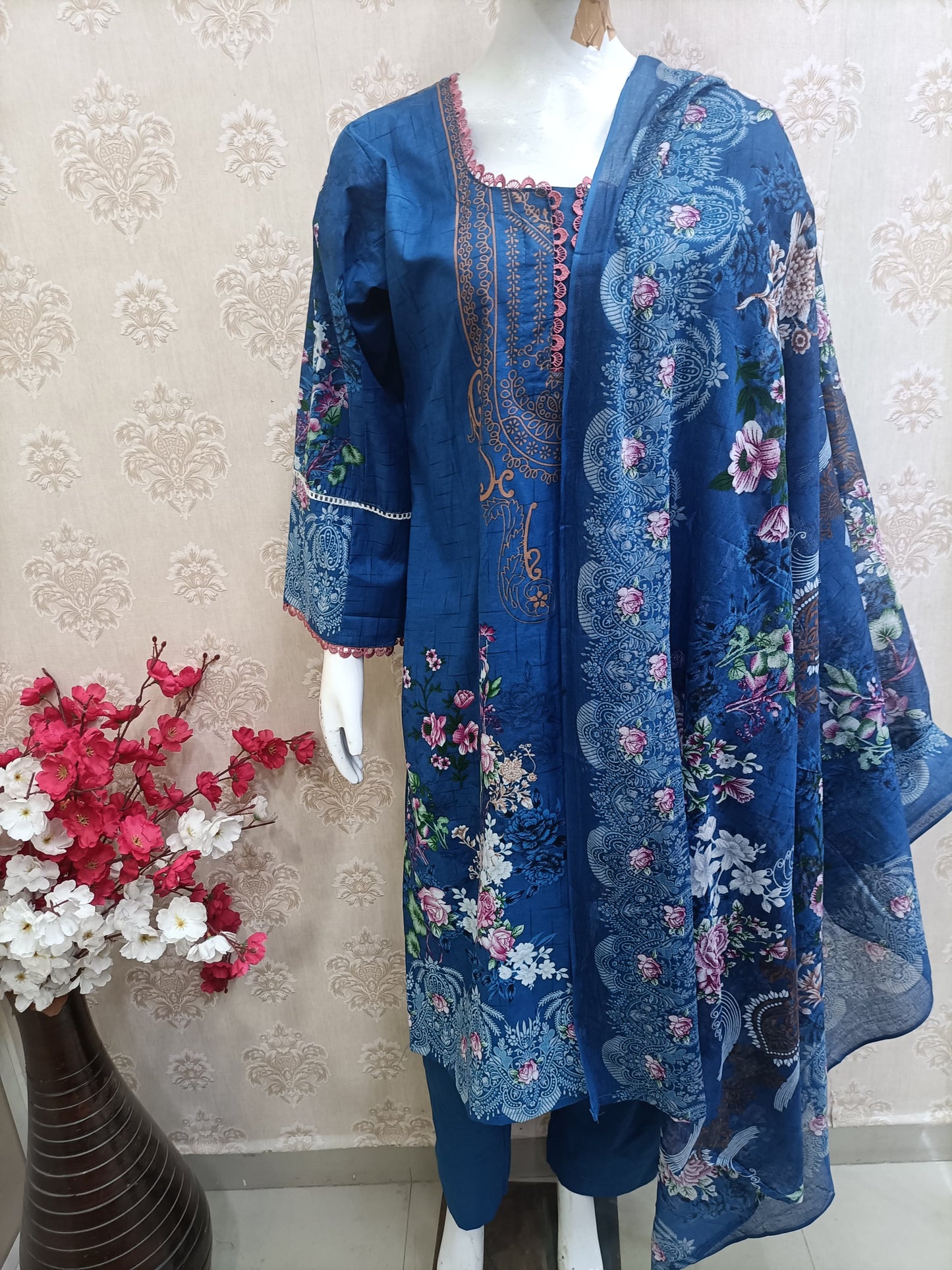 Pakistani style dress navy blue