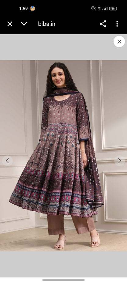 Akira Biba brown anarkali dress