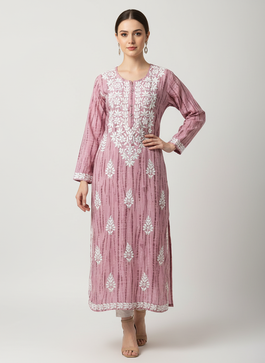 Tie dye lucknowi heavy cotton kurti