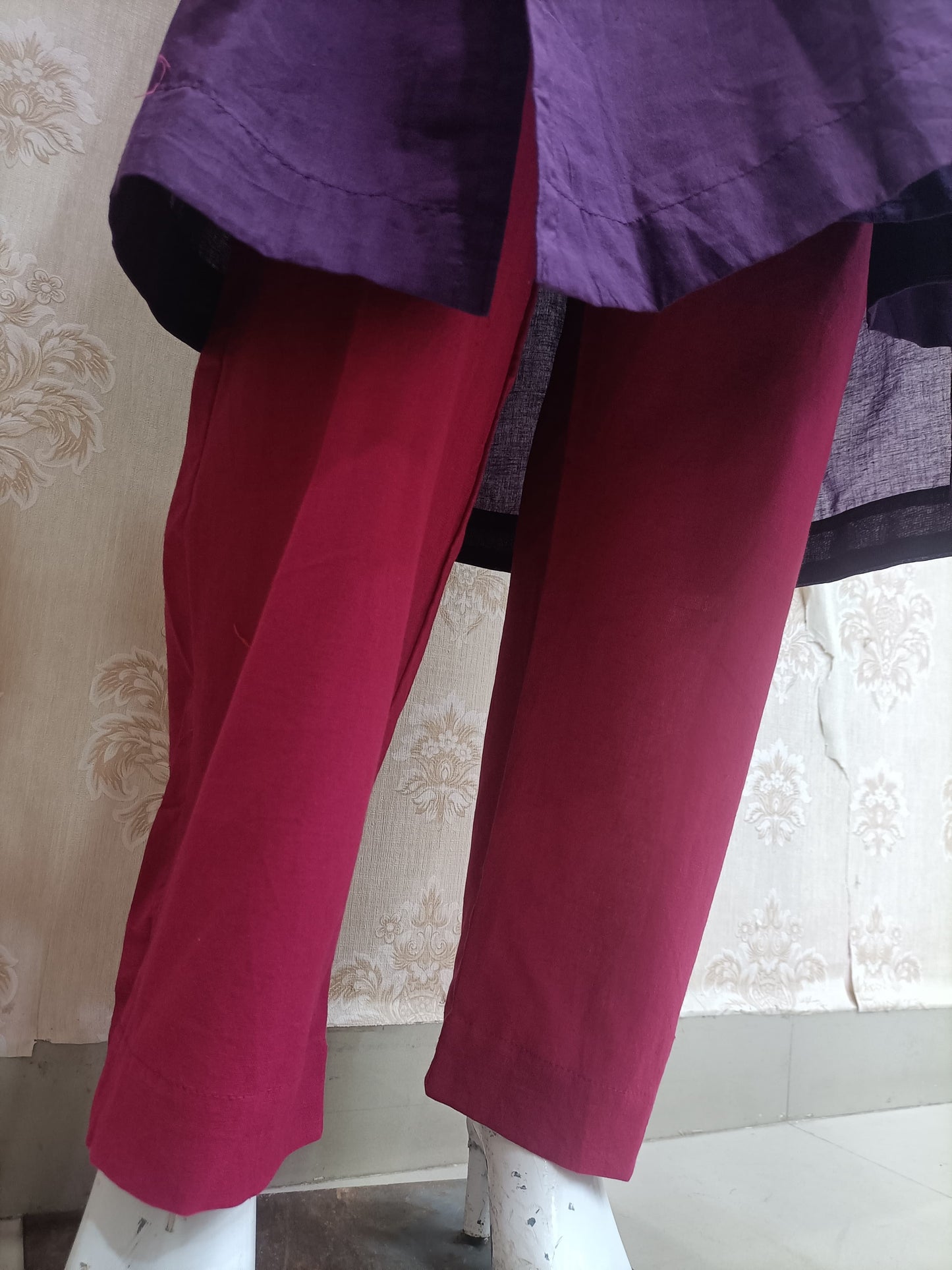 Heidi Elegant Aubergine Anarkali Suit with Woven Dupatta