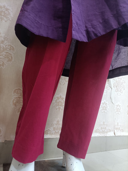 Heidi Elegant Aubergine Anarkali Suit with Woven Dupatta
