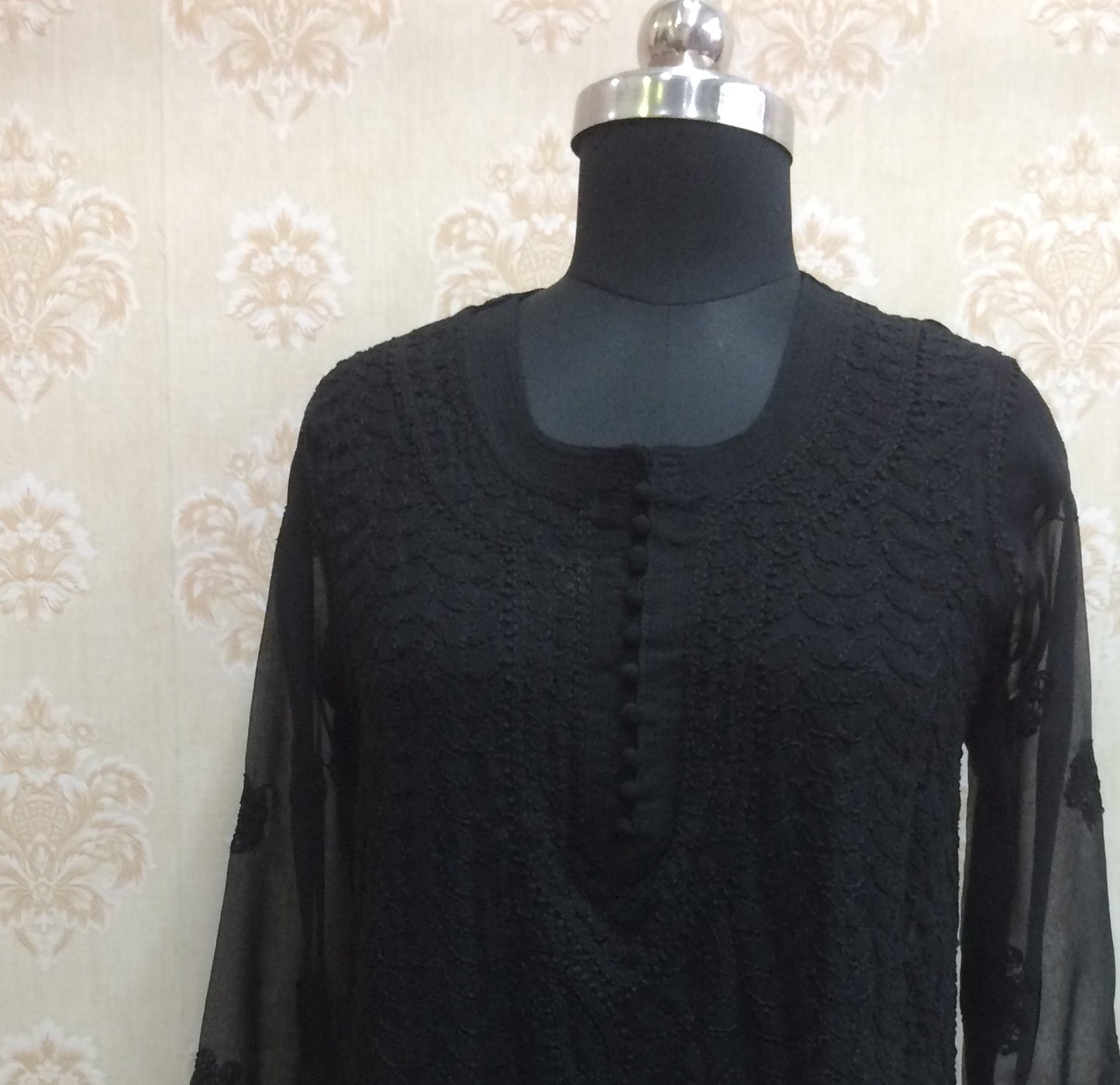 Lakhnowi - chiffon Black