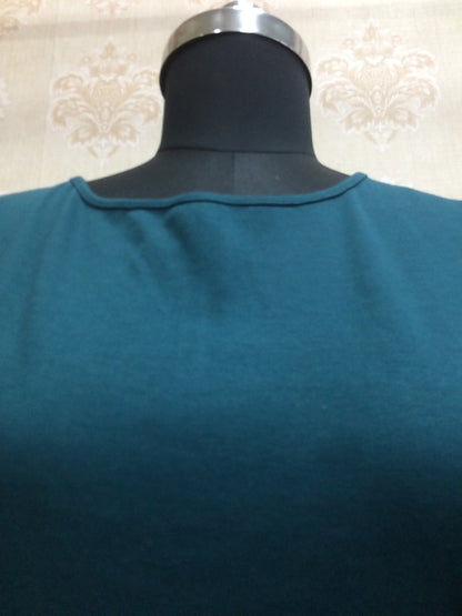 Elegant Teal Boat Neck Office kurti