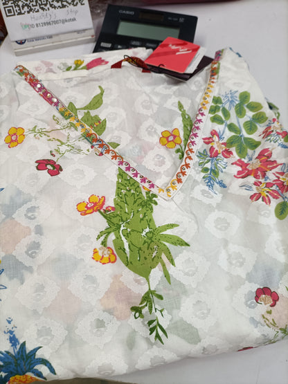 Alana W White red flower a-line style