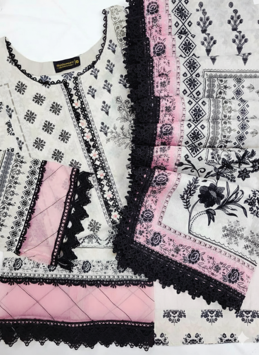 White and black Mausummery lawn vol-01 2026