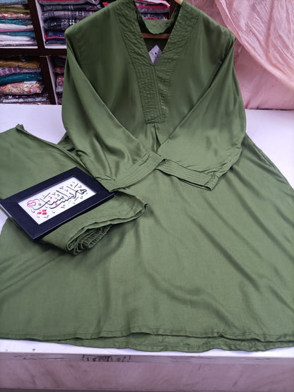 Cotton Co-ord Set - V-Neck Tunic & Wide-Leg Trousers