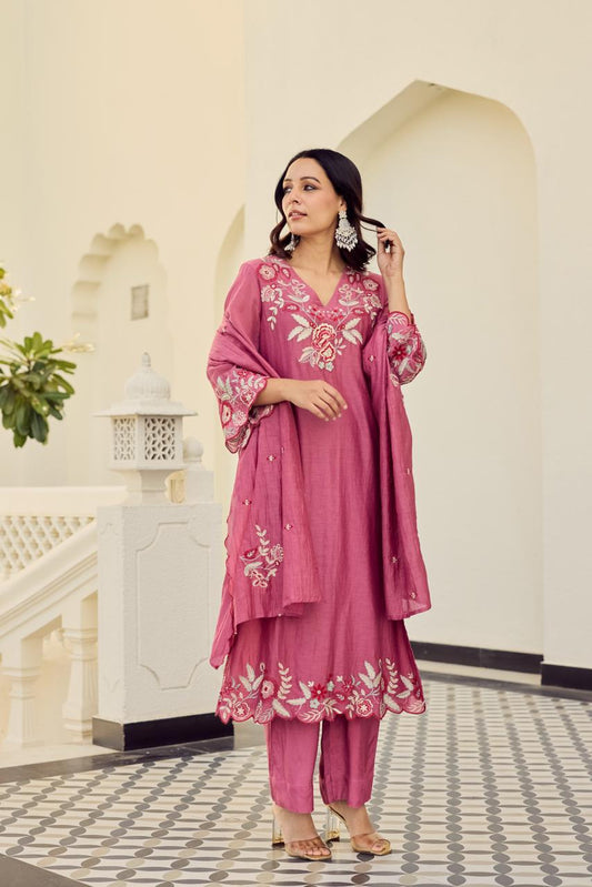 Mariya Embroidered Chanderi Silk Suit Set