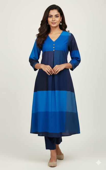 Vibrant Color Block cotton  Kurta Tunic Top