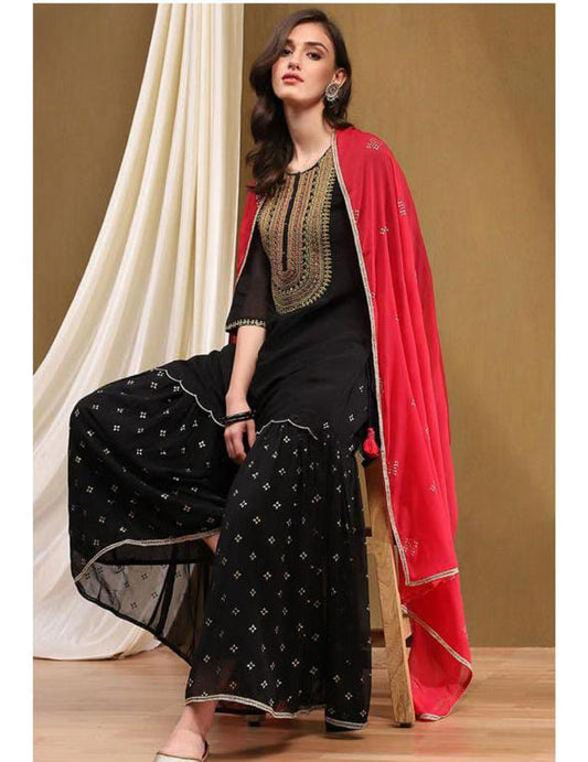 Biba black garara and pink dupatta