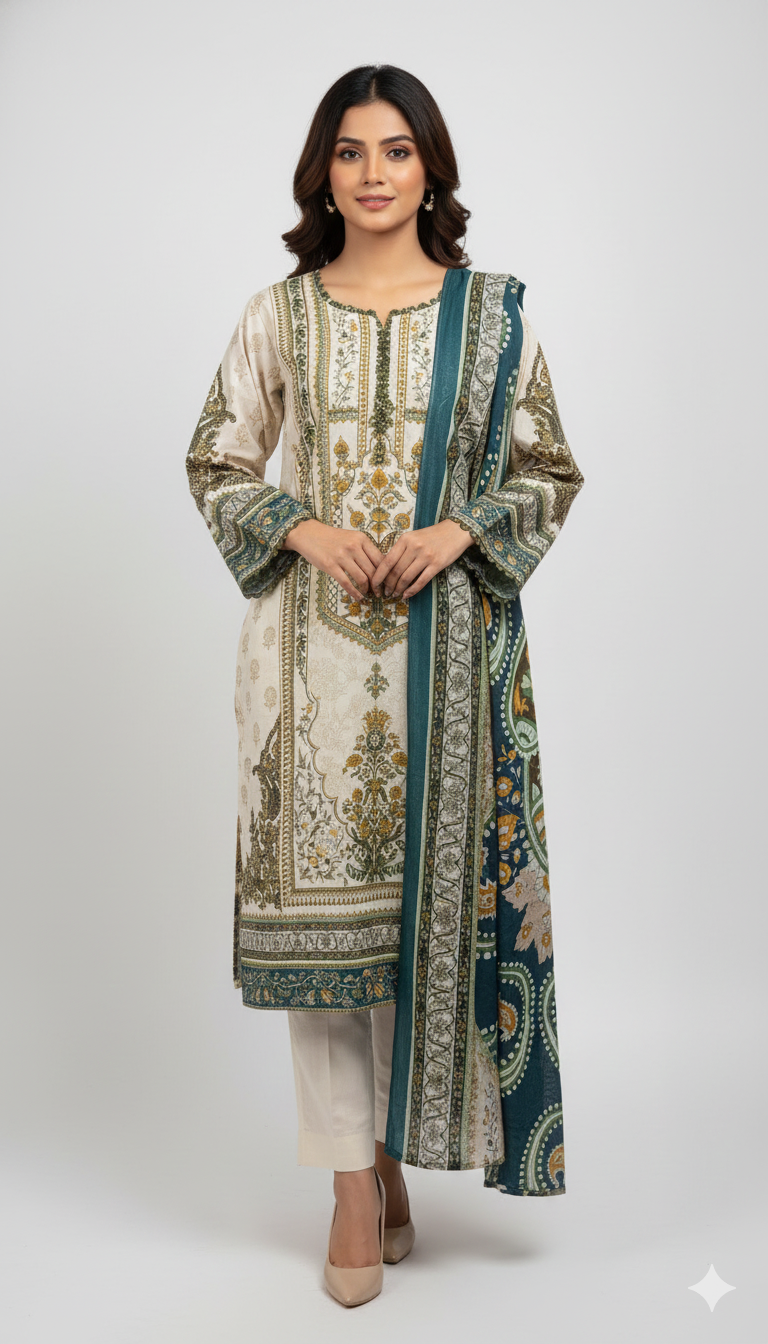 Pakistani dress cream and multi