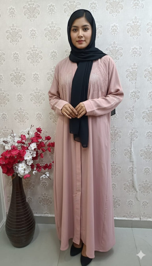 Dusty Rose Embroidered Occasion Abaya