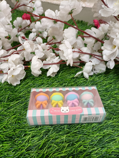 Kawaii Dessert Shop Eraser Set – 4-Piece Cute Collectible Stationery