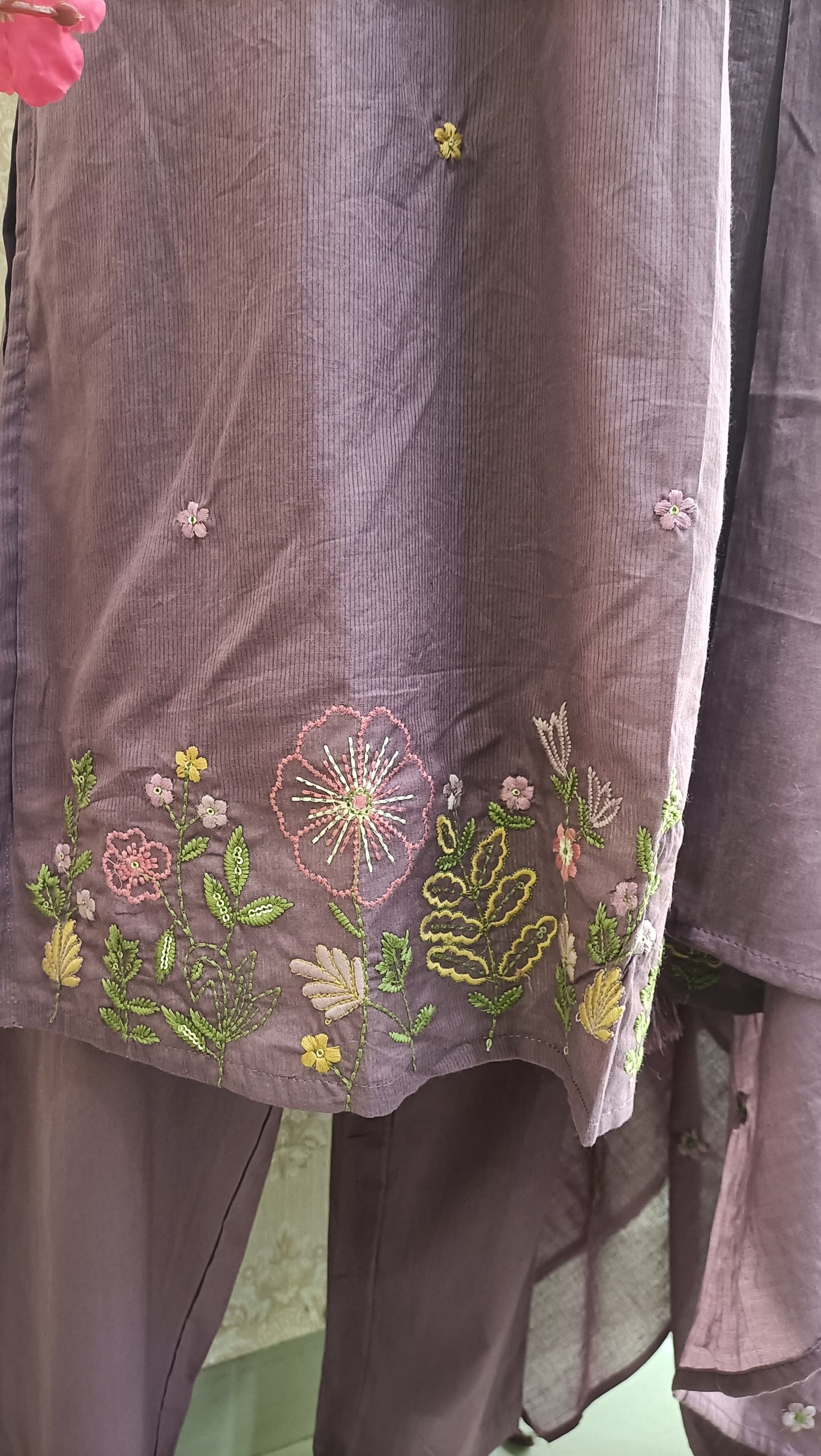 Elegant Embroidered A-line kurta pent Set