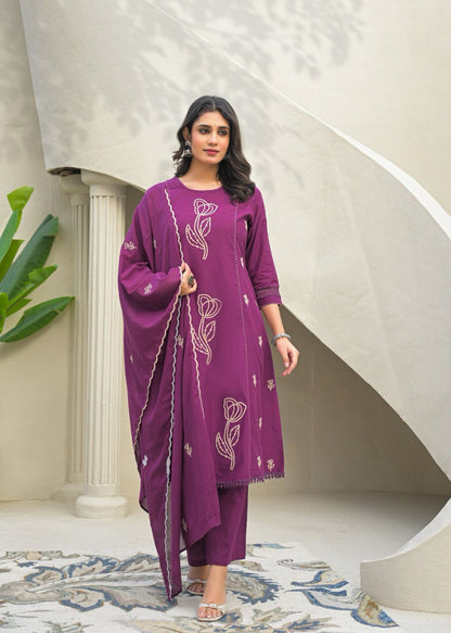 Nikhat Plum Purple Cotton Kurta Set