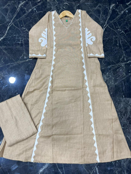 Beige A-line kurta set