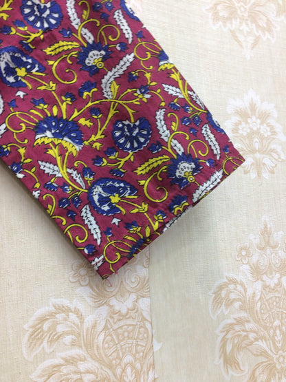 Vibrant Maroon Cotton Kurti with Traditional Floral Print