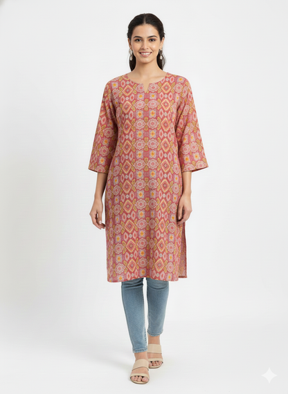 Aks printed peach kurti