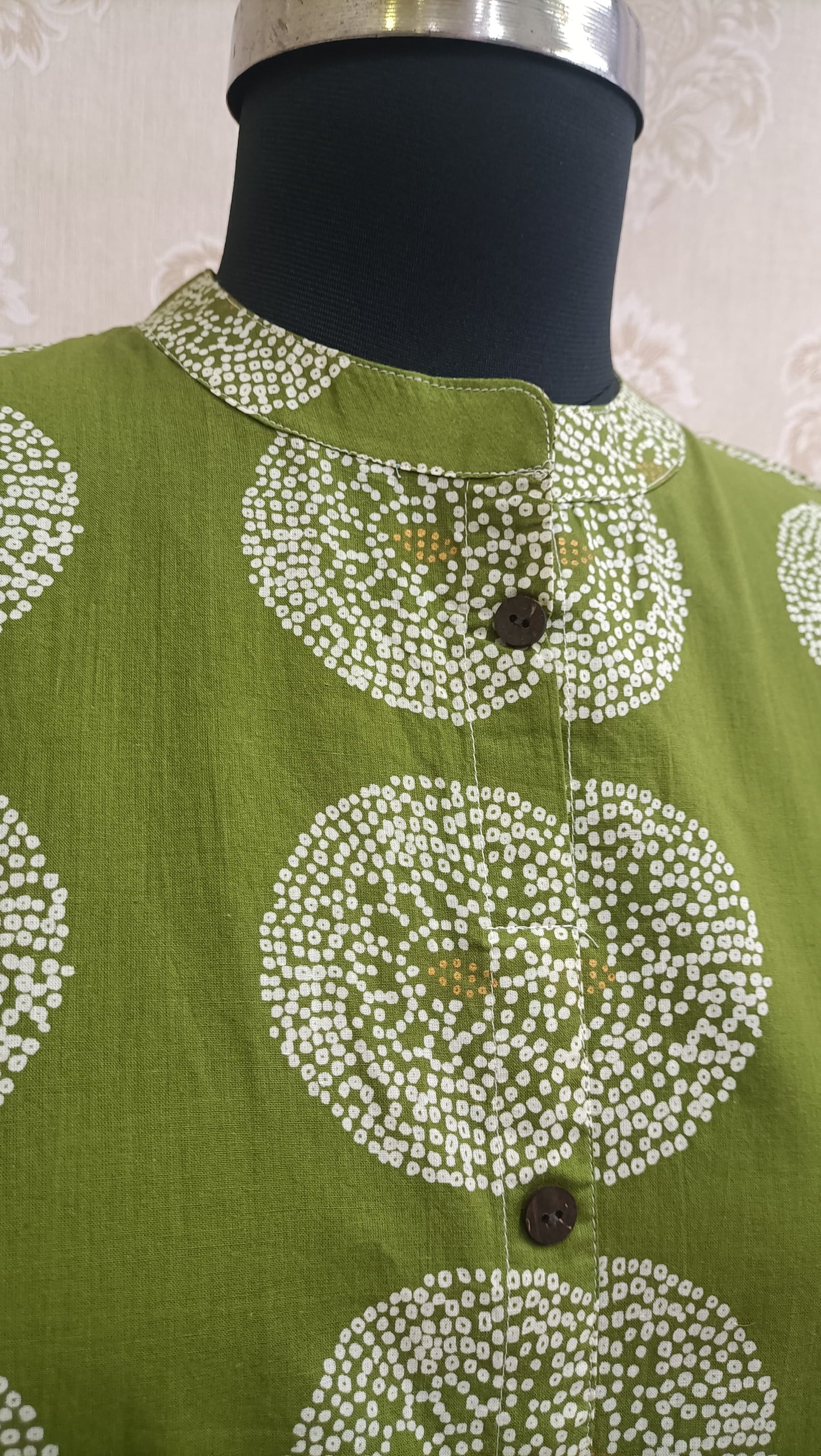 Green Printed Cotton Kurti