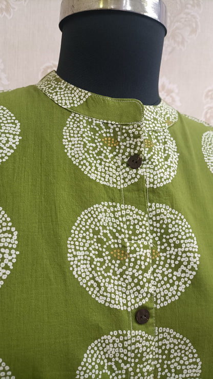 Green Printed Cotton Kurti