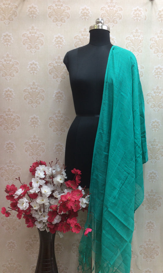 Light green cotton checkered dupatta