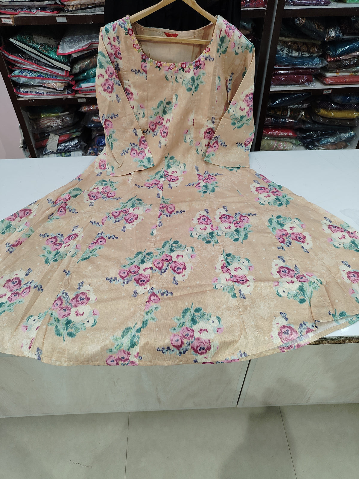 W Peach Floral Printed Kurti