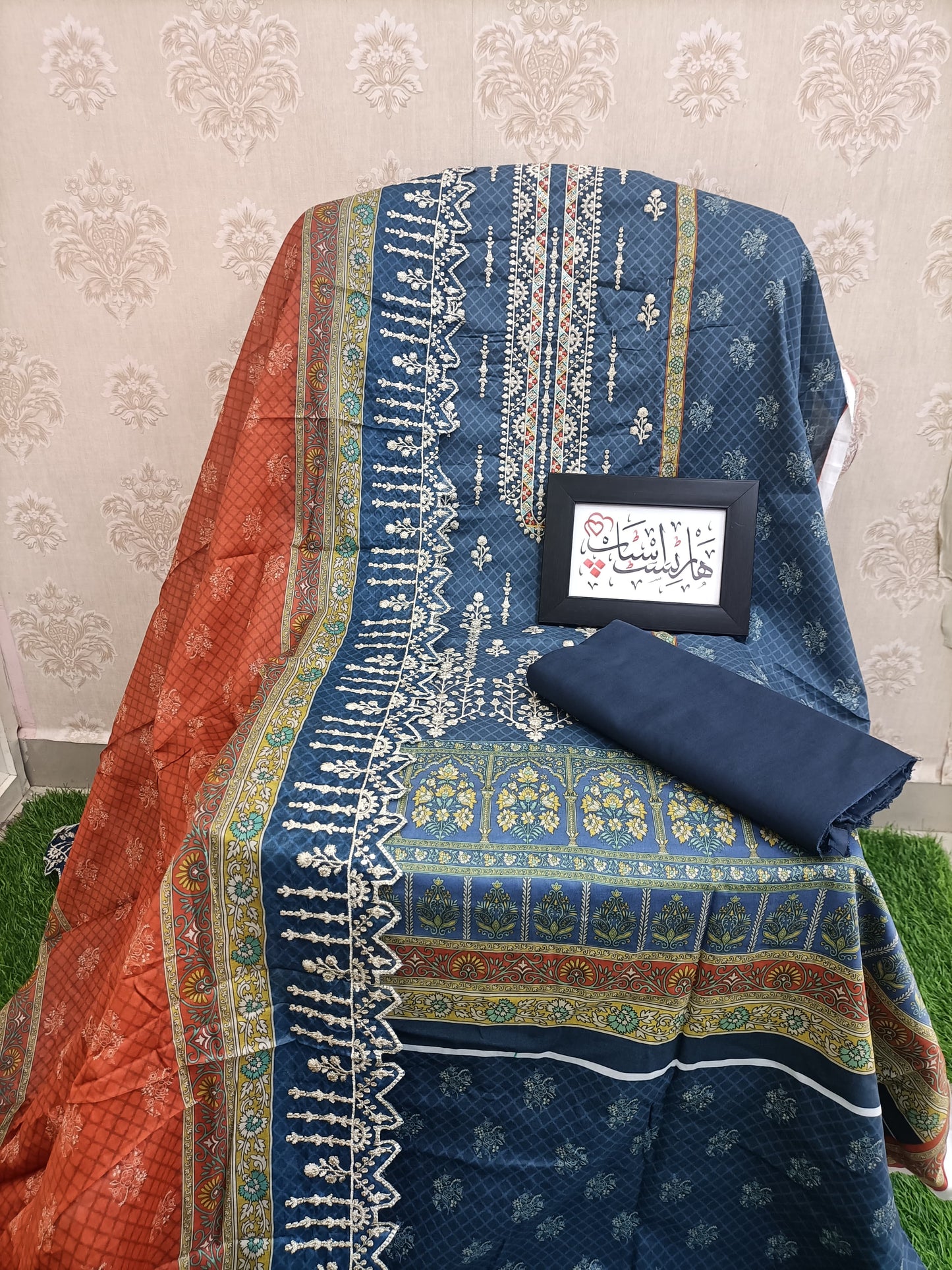 Unstitched Pakistani Embroidery 3-piece set