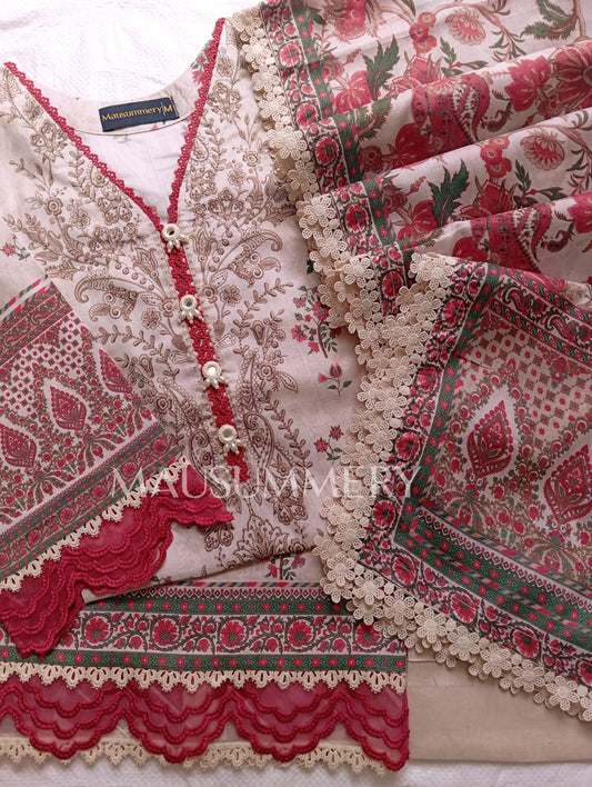 Mausummery vol 7 white and Rani colour