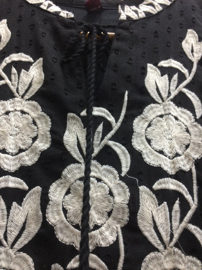 Black & White Embroidered Tiered Cotton Tunic