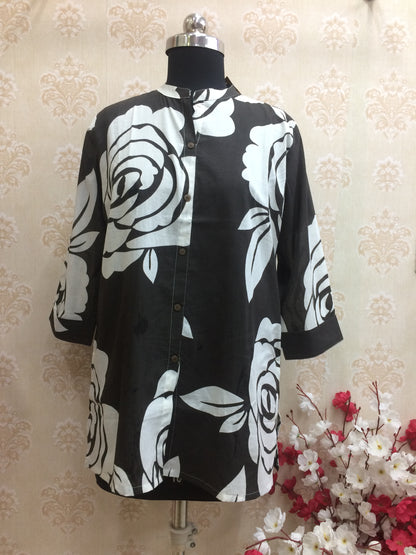 Black & White Floral Cotton Tunic