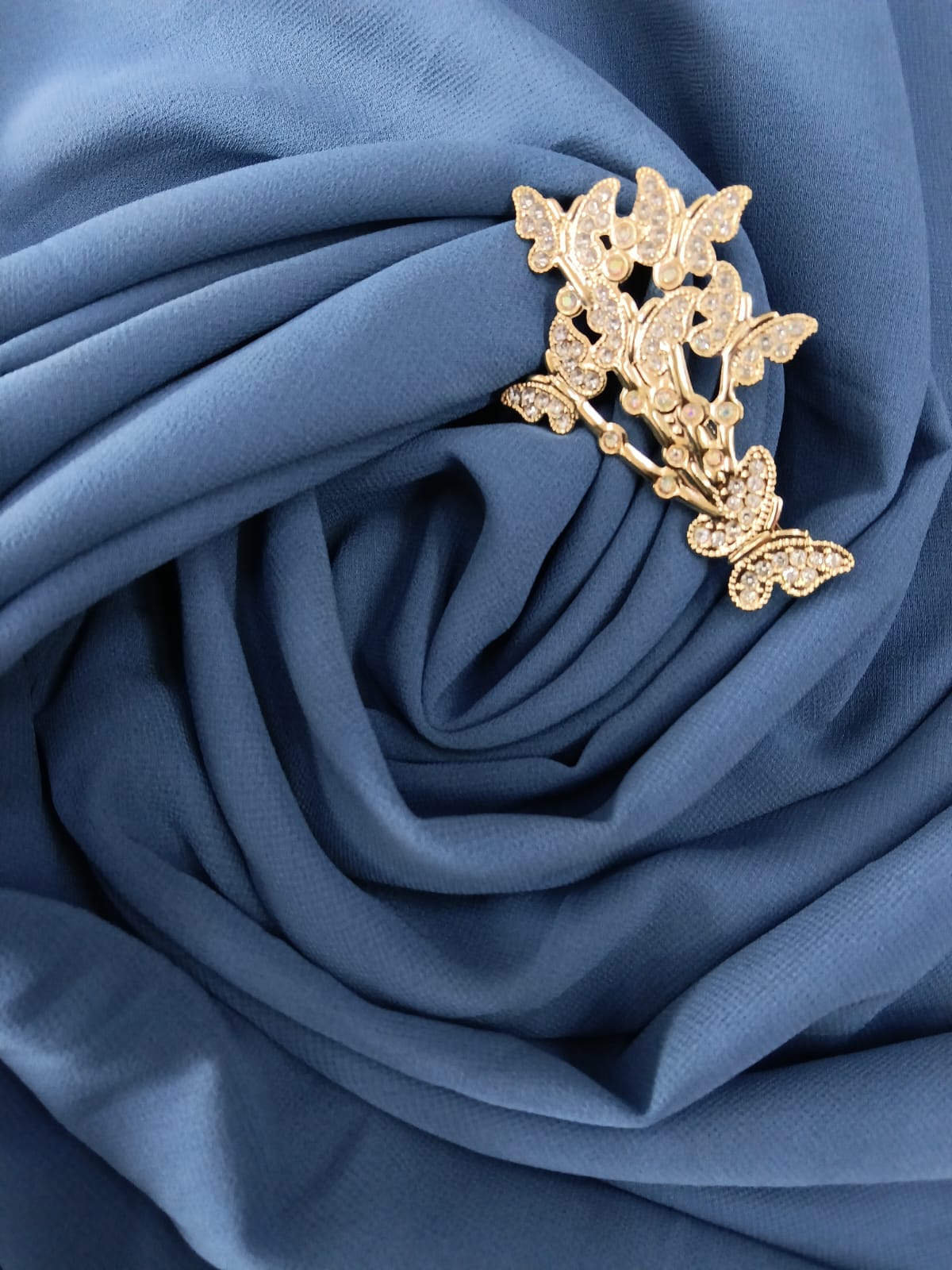 Premium Vintage Denim Chiffon Hijab