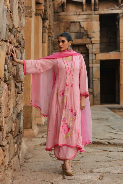 Humera Blush pink floral  anarkali set
