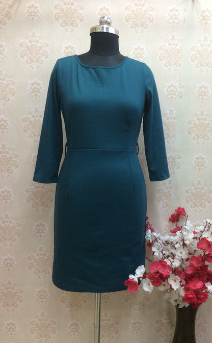 Elegant Teal Boat Neck Office kurti