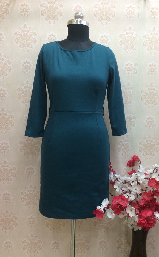 Elegant Teal Boat Neck Office kurti