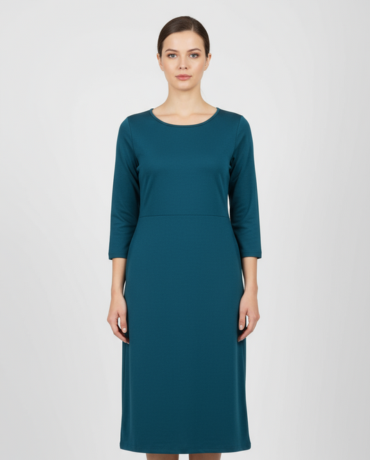 Elegant Teal Boat Neck Office kurti