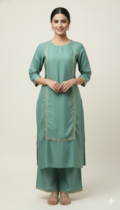 Light Green Cord Set with golden touch