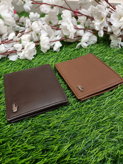 Men’s Classic Slim Bifold Wallet – Premium Faux Leather with Metallic Emblem