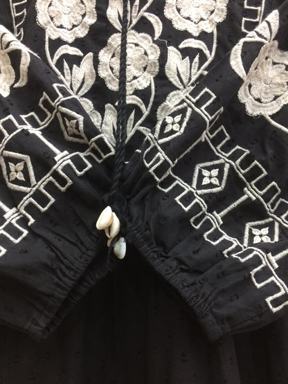 Black & White Embroidered Tiered Cotton Tunic