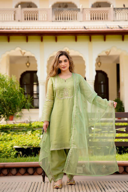 The Pistachio Dream: Lime Green Kurta & Patiala Suit