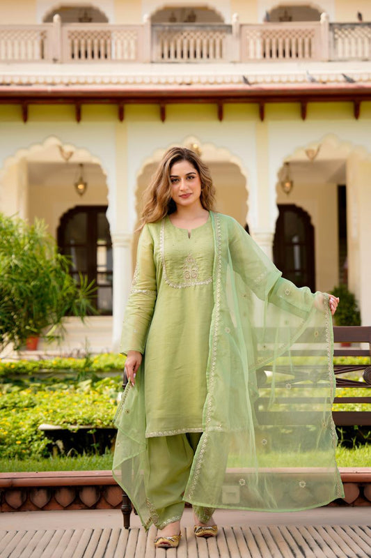The Pistachio Dream: Lime Green Kurta & Patiala Suit